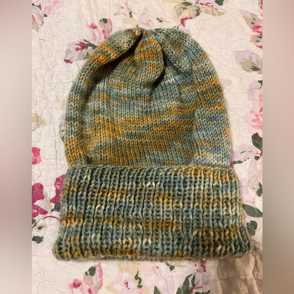 Hand Knit Basic Beanie in Hand Dyed Yarn